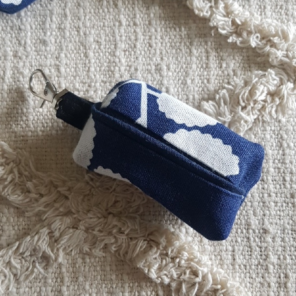 Indigo Blue Floral Print Doggy DO Doggy Poo Bag Blue Pouch Zero Waste Handmade